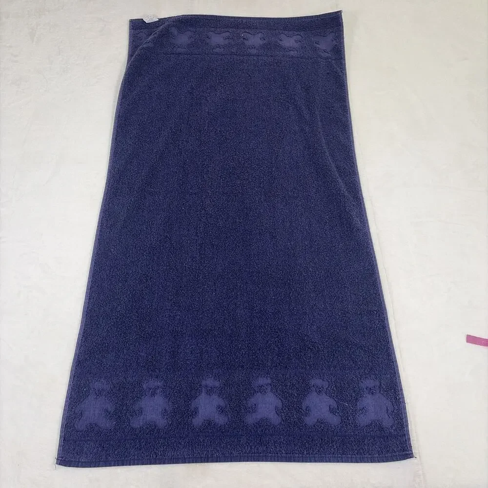Vintage Cannon Royal Family Teddy Bear Bath Towel in Navy Blue, Very Clean Chrty